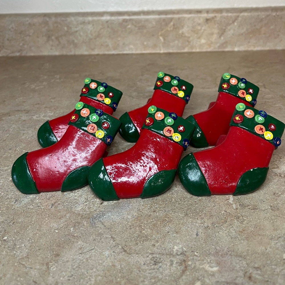 Festive Red and Green napkin rings Holiday Stockings